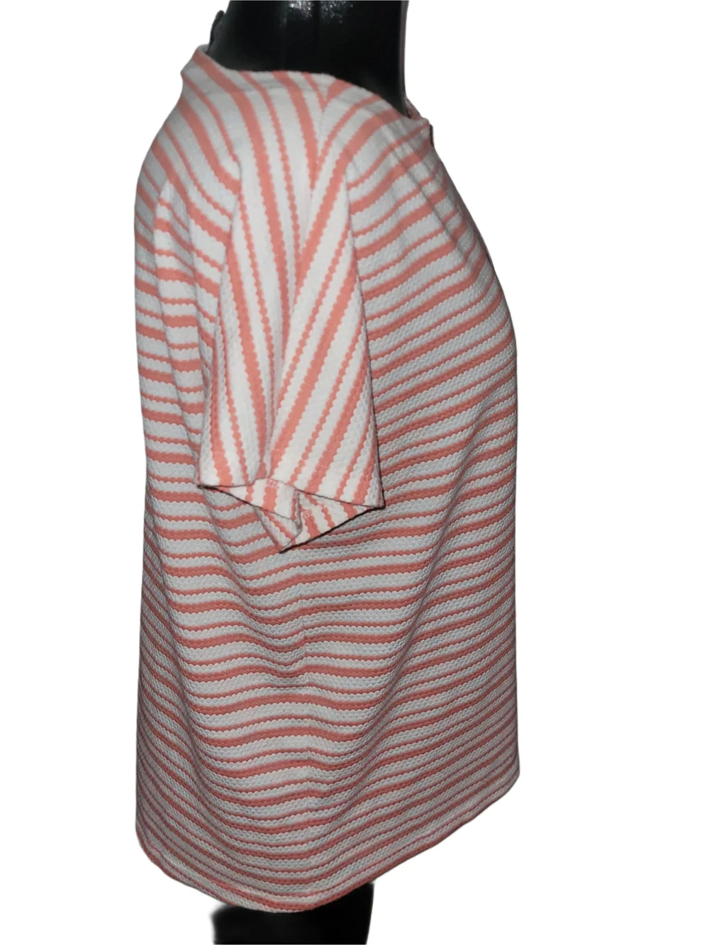 Jones New York Striped Short Dolman Sleeve Tee In Coral and White M - Picture 5 of 7
